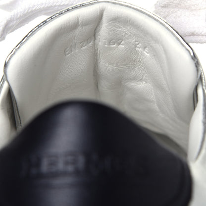 Hermes Metallic Calfskin Womens Avantage Sneakers 36 Gris Argente Black 8 of 9