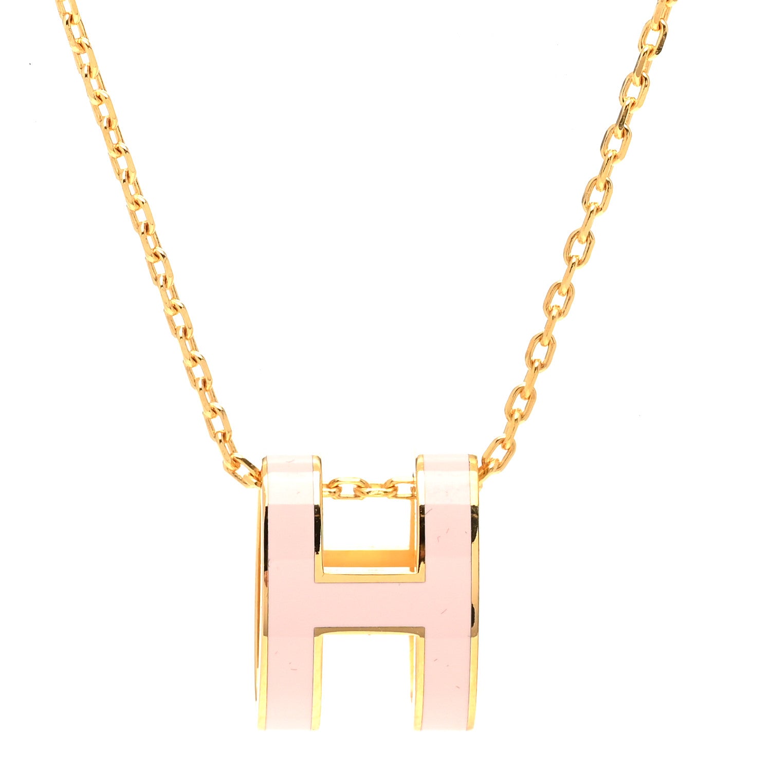 Hermes Lacquered Rose Gold Pop H Pendant Necklace Rose Dragee 4 of 6