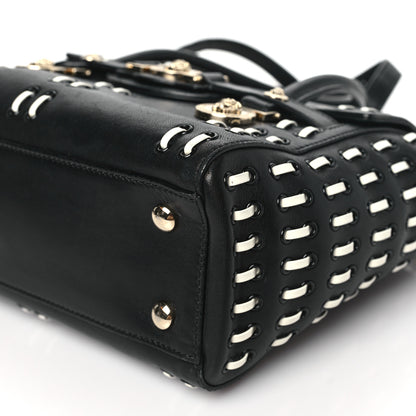 Versace Vitello Calfskin Signature Tote Black White 10 of 11