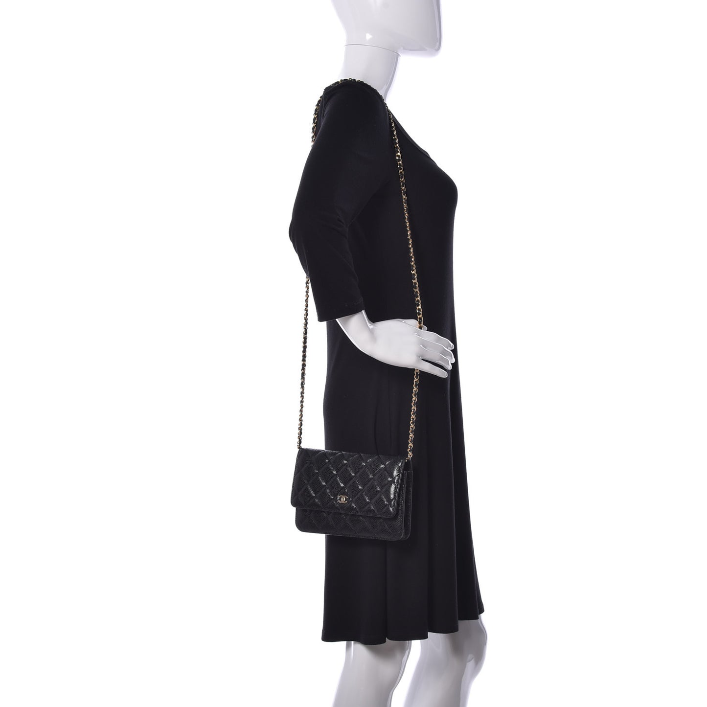 Caviar Quilted Wallet On Chain WOC Black