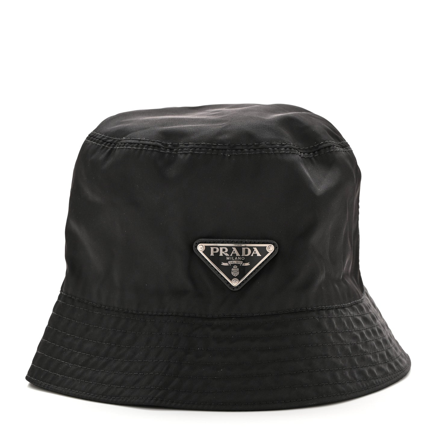 Re-Nylon Metal Triangle Logo Womens Bucket Hat M Black