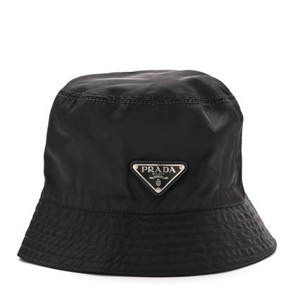 Prada Re-Nylon Metal Triangle Logo Womens Bucket Hat M Black 3 of 9