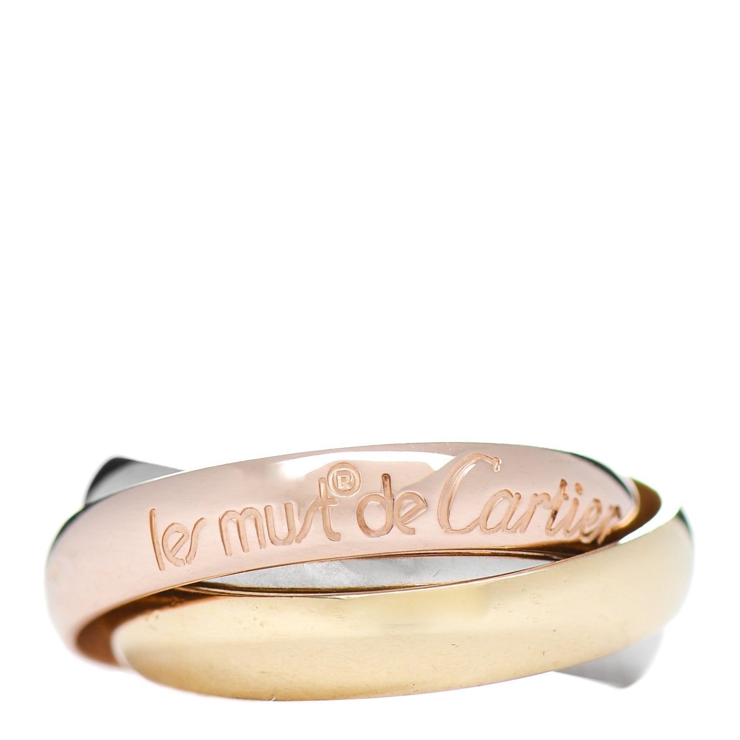 18K Pink Yellow White Gold Classic Les Must De Cartier Trinity Ring 46 3.75