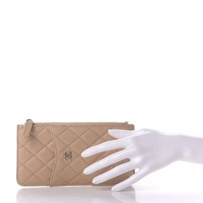 Chanel Caviar Quilted Classic Flat Wallet Pouch Beige 2 of 11