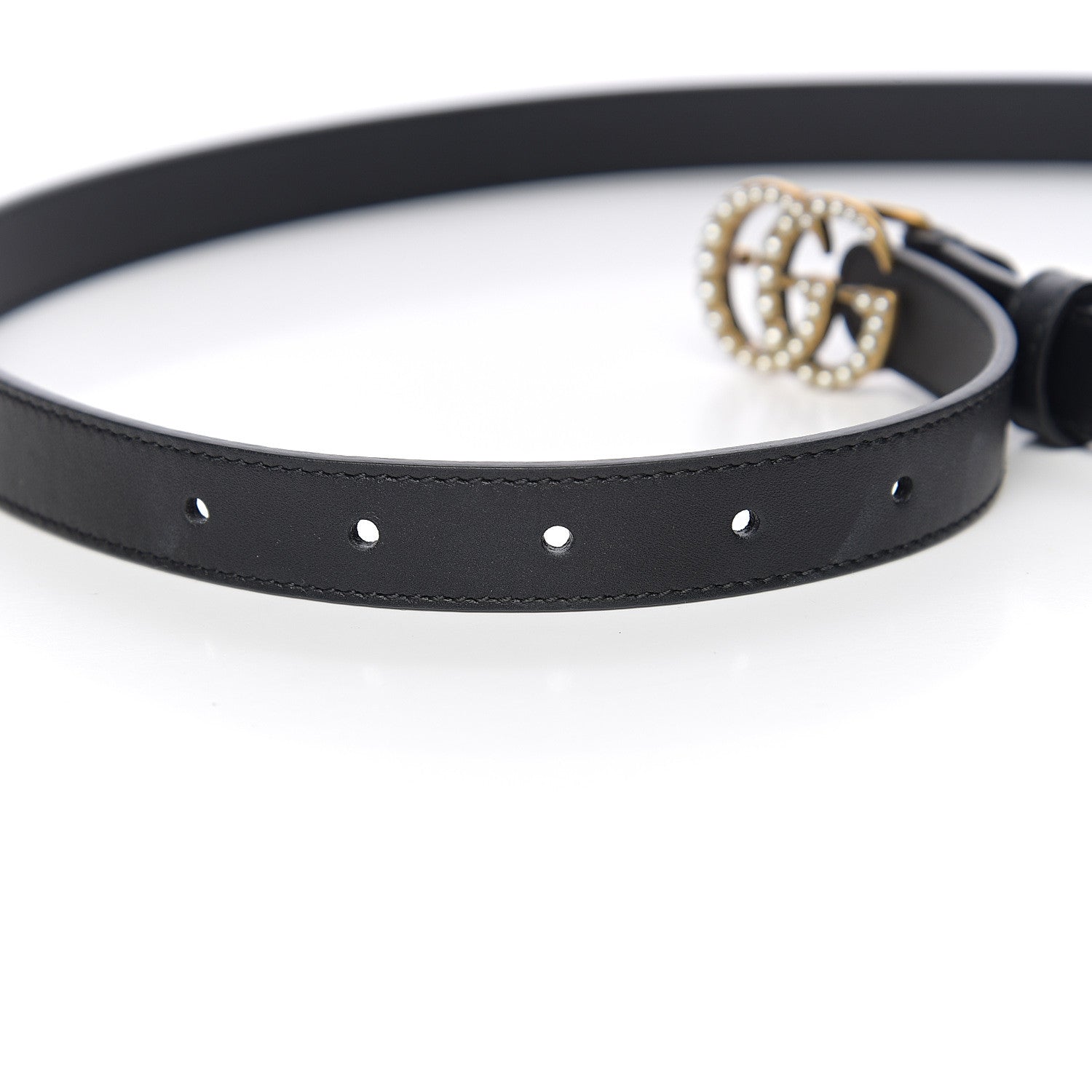 Gucci Calfskin Pearl Double G 20mm Belt 90 36 Black Cream 5 of 5