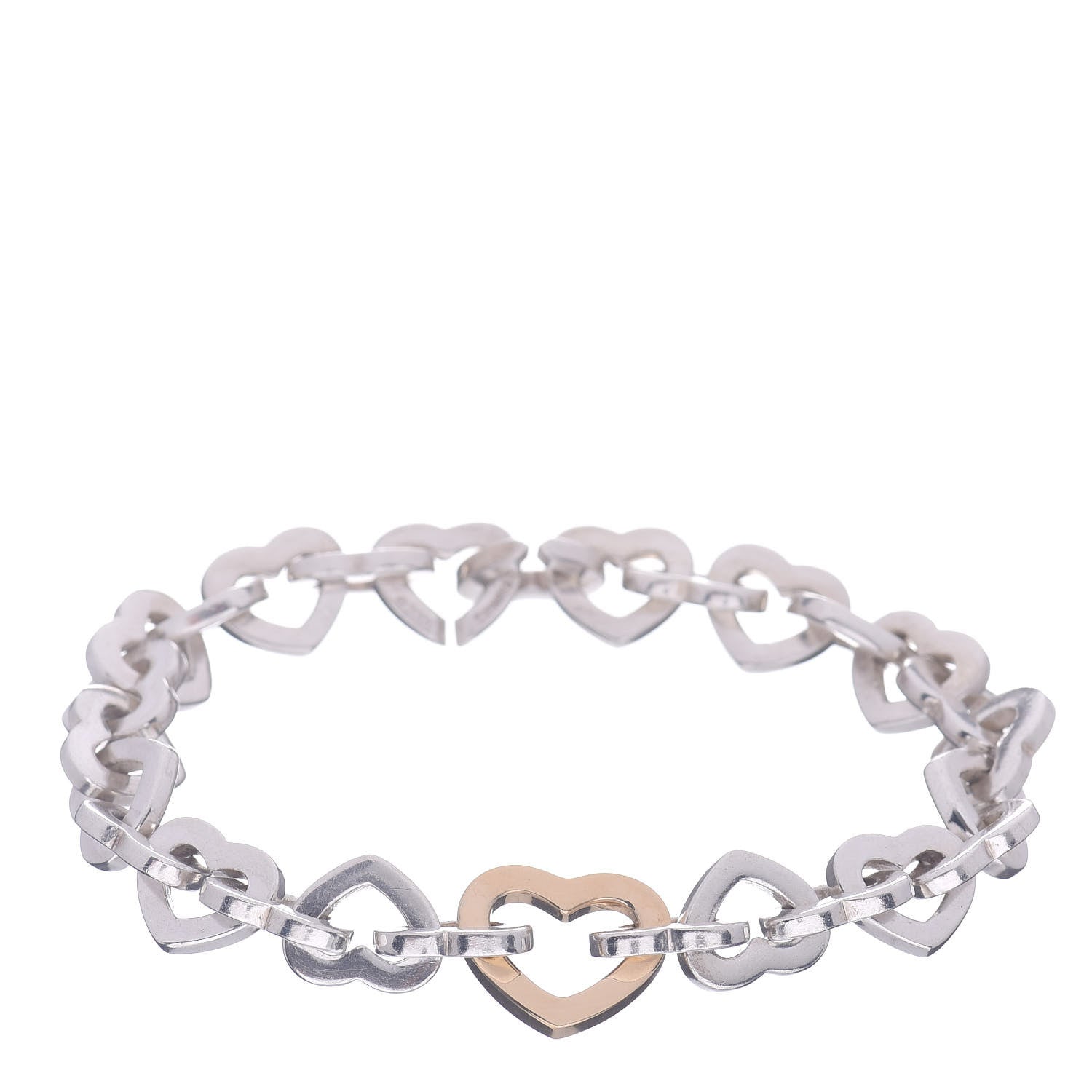 Tiffany Sterling Silver 18K Yellow Gold Heart Links Bracelet 1 of 4