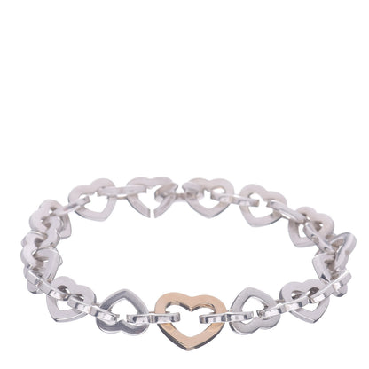 Tiffany Sterling Silver 18K Yellow Gold Heart Links Bracelet 1 of 4