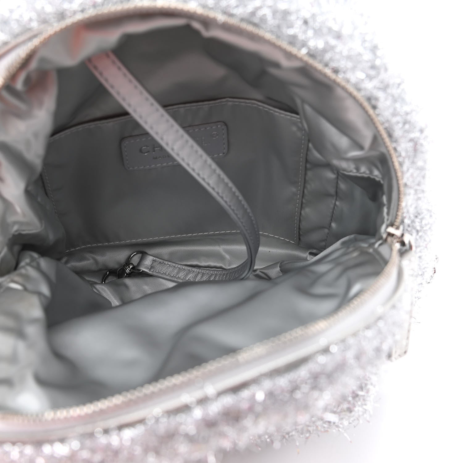Chanel Lurex Knit Mini Pluto Glitter Backpack Grey 7 of 9
