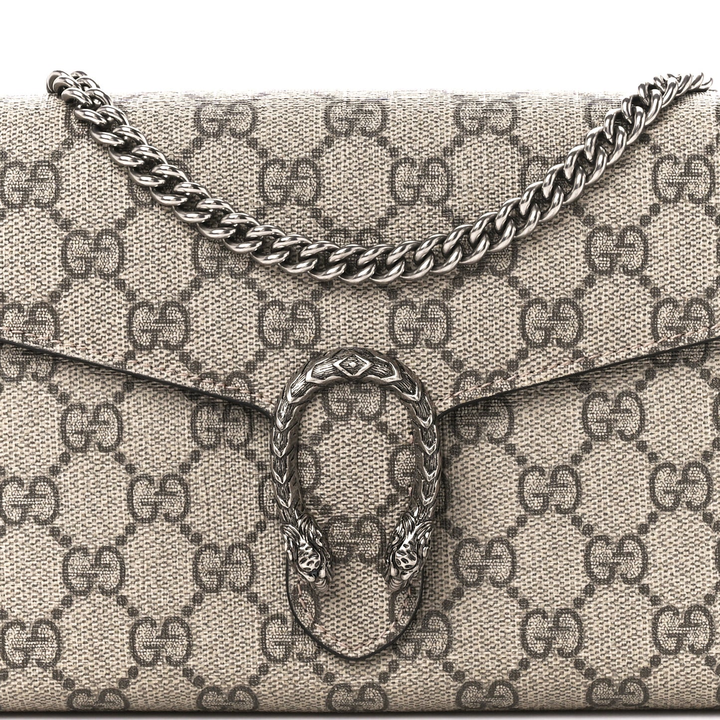 GG Supreme Monogram Mini Dionysus Chain Wallet Beige Black