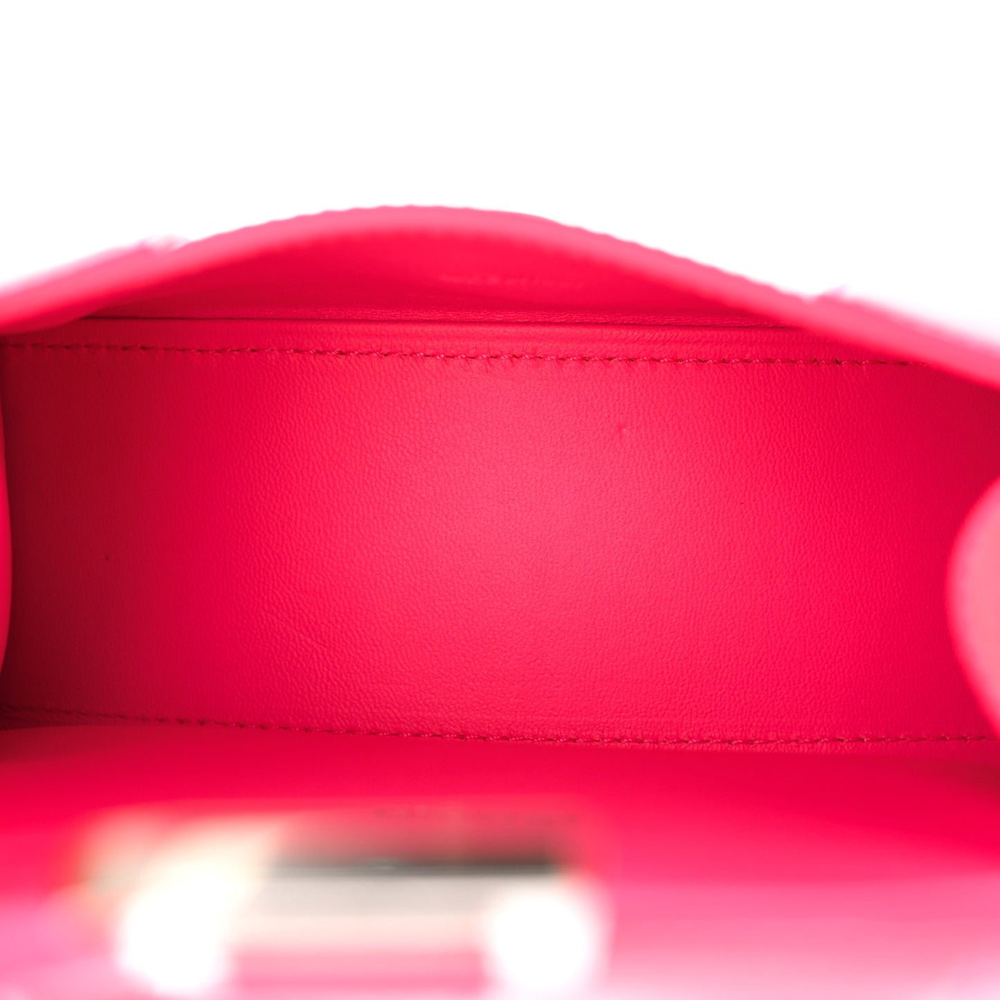 Shiny Box Calfskin Hourglass Top Handle Bag XS Fluo Pink