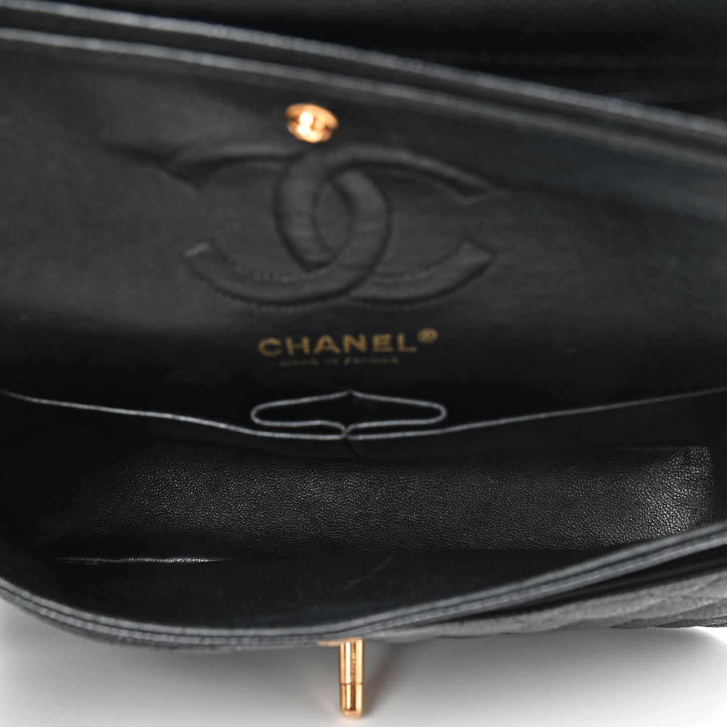 Caviar Quilted Small Double Flap Black