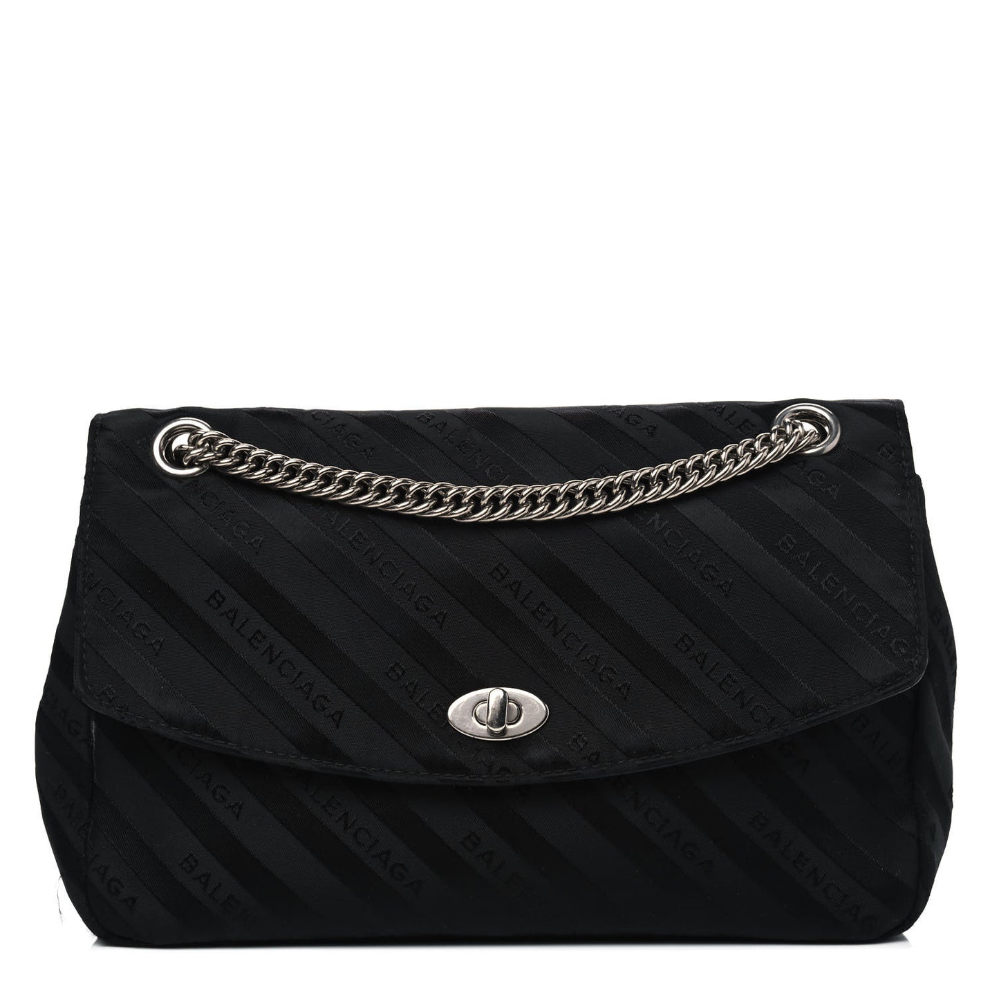 Nylon Jacquard Diagonal Logo Medium Scarf Lock Chain Shoulder Bag Black Red