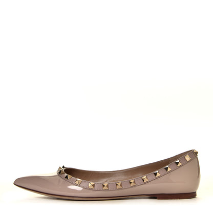 Valentino Garavani Patent Rockstud Ballerina Flats 37.5 Poudre 1 of 6