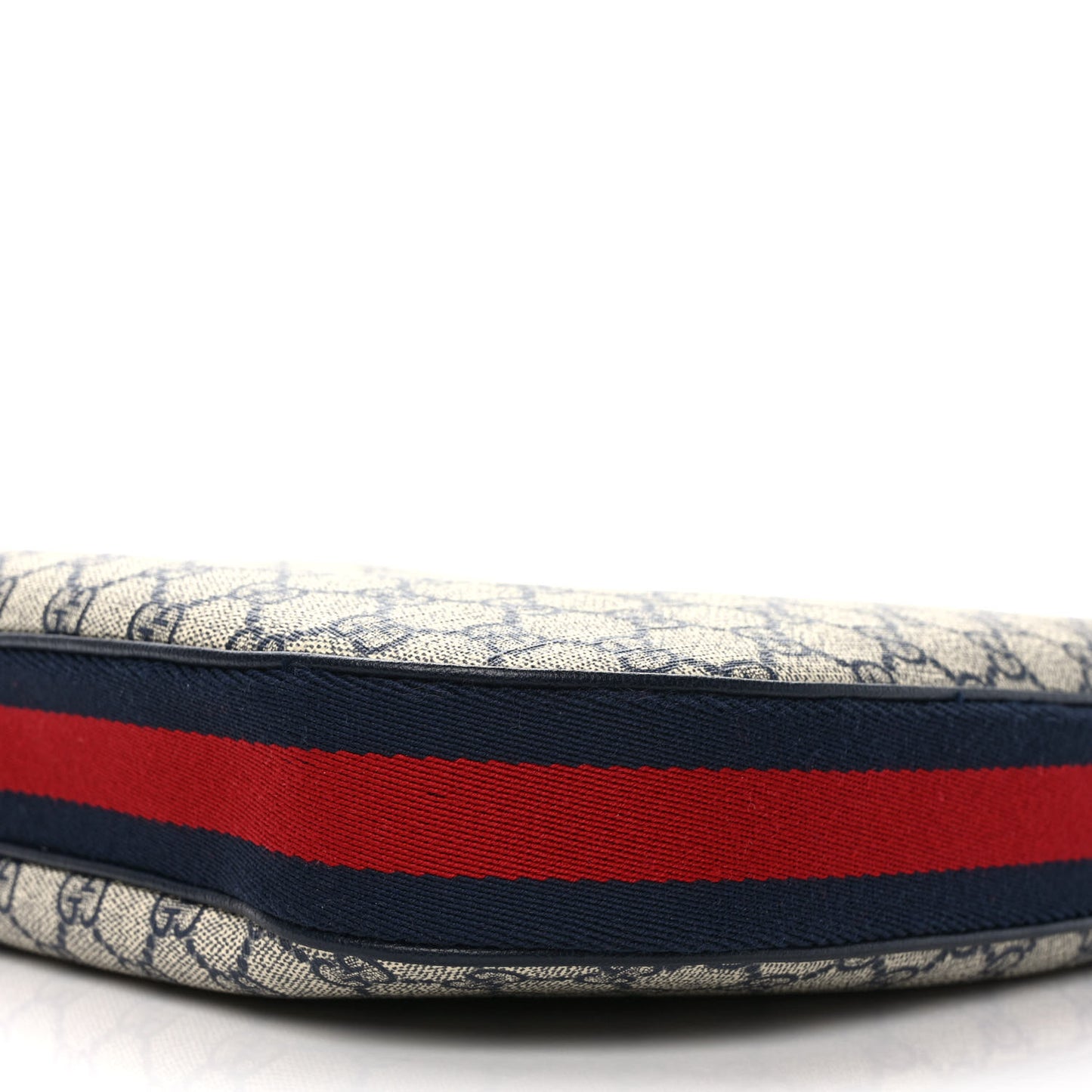 GG Supreme Monogram Textured Calfskin Web Large Attache Shoulder Bag Beige Blue