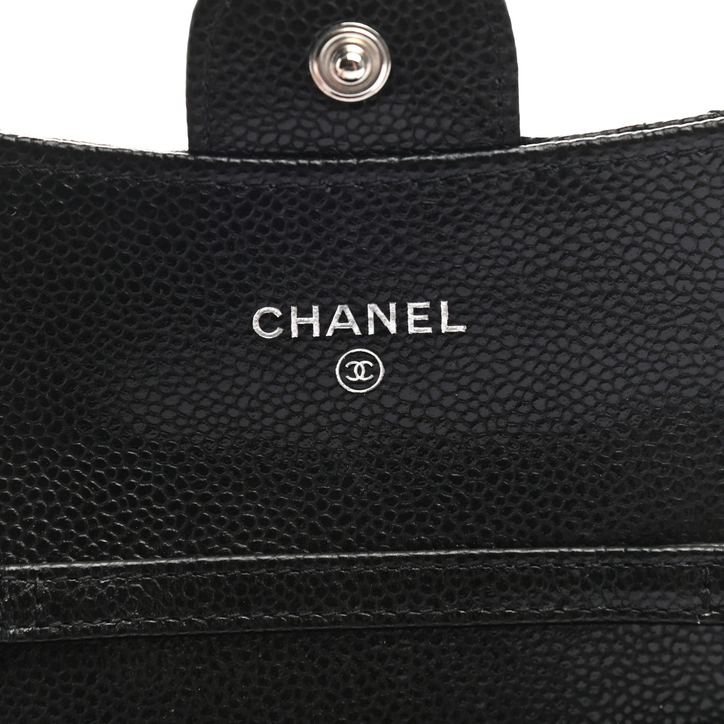 Caviar Quilted Flap Card Holder On Chain Black