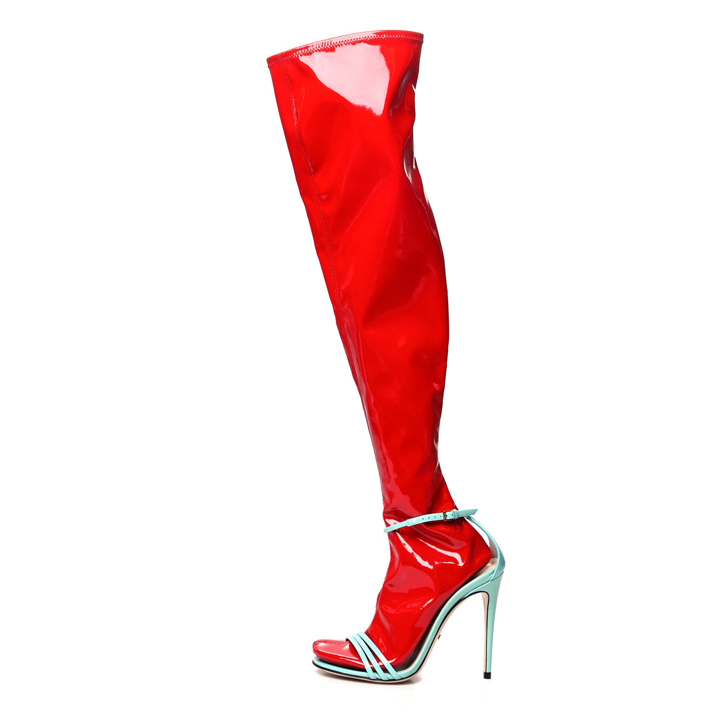Patent Strappy Removable Sock Ilse Boots 35 Hibiscus Red New Acquamarine