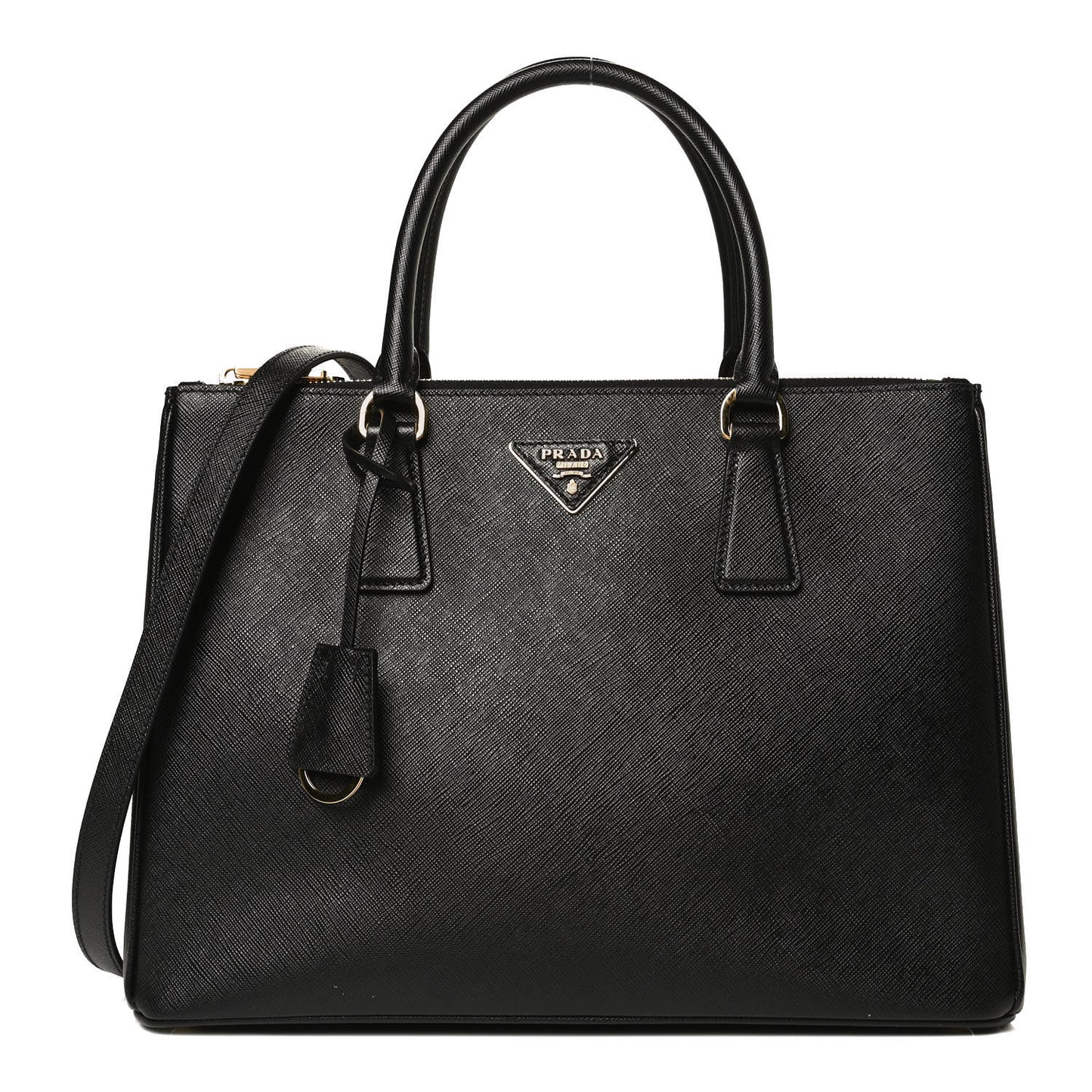 Saffiano Medium Galleria Double Zip Tote Black