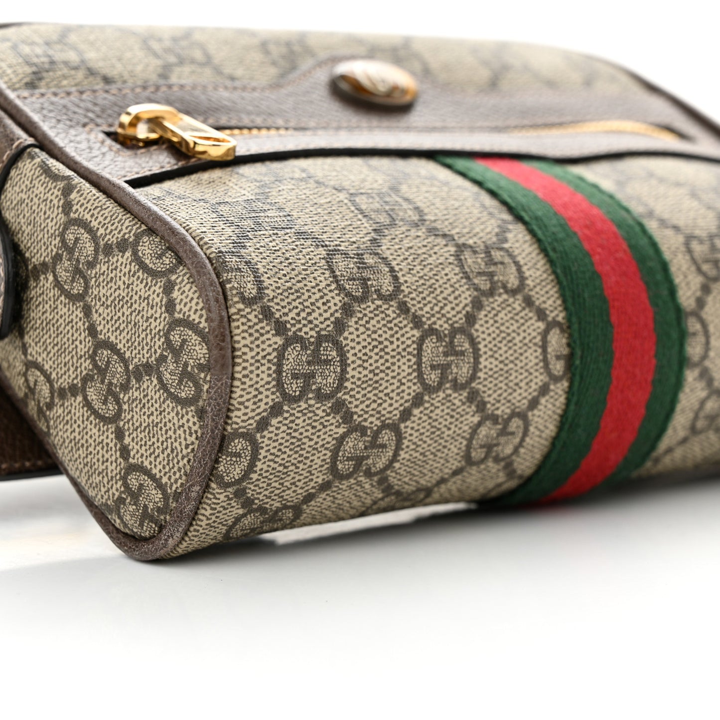 GG Supreme Monogram Web Small Ophidia Belt Bag 75 30 Dark Brown