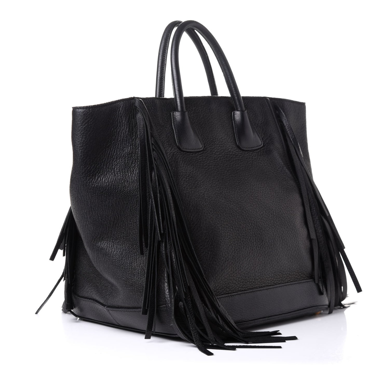 Cervo Deerskin Fringe Tote Black