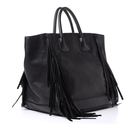 Prada Cervo Deerskin Fringe Tote Black 3 of 22