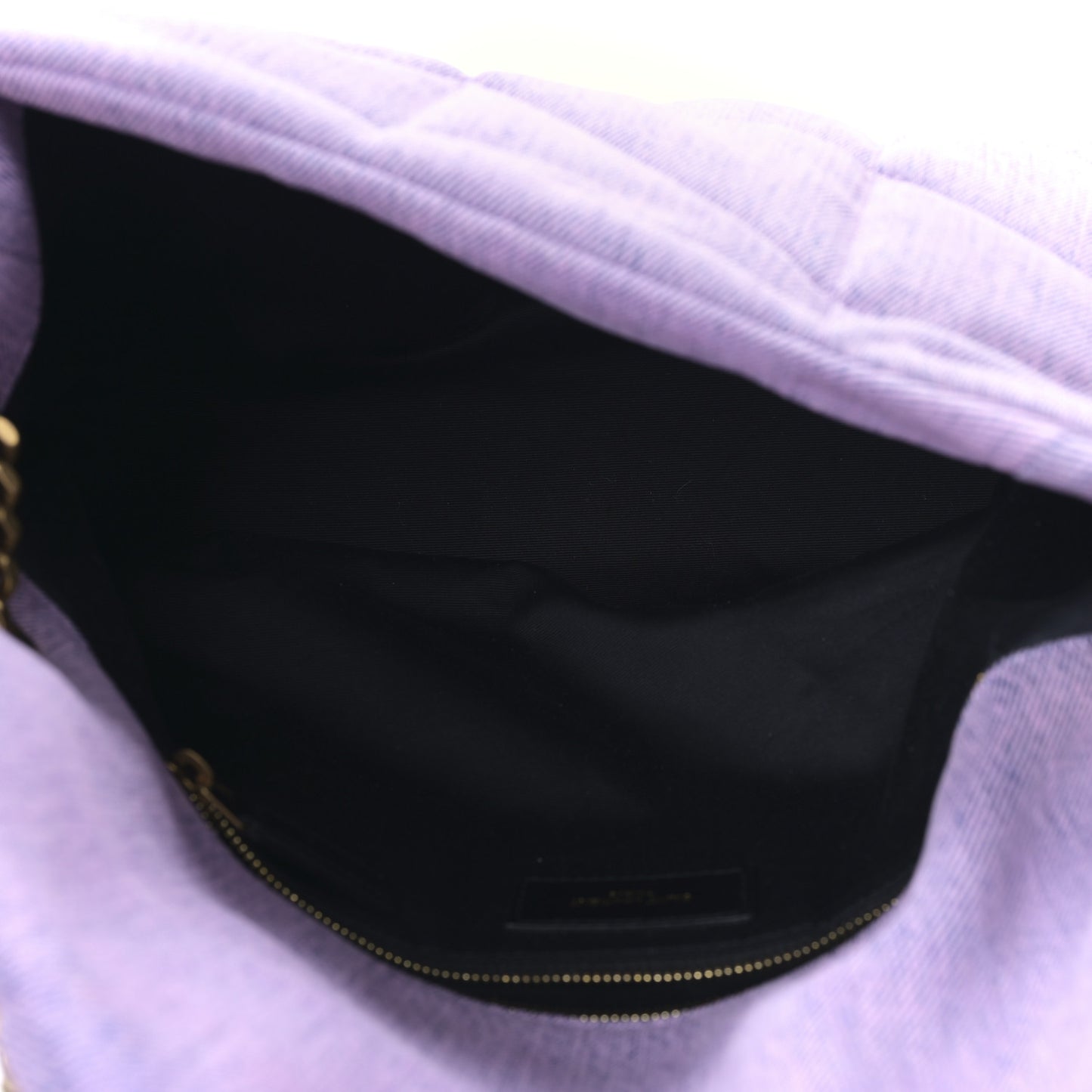 Denim Quilted Medium Loulou Puffer Monogram Chain Satchel Bleached Lilac