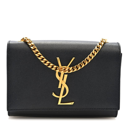 Saint Laurent Grain De Poudre Small Monogram Kate Satchel Black 1 of 10