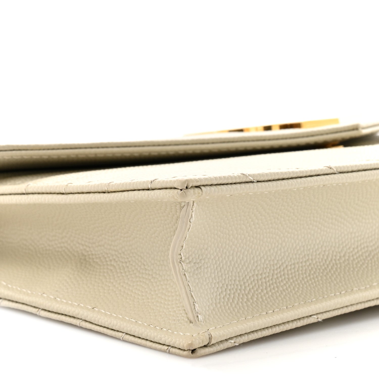 Saint Laurent Grain De Poudre Matelasse Chevron Monogram Envelope Chain Wallet Crema Soft 9 of 9