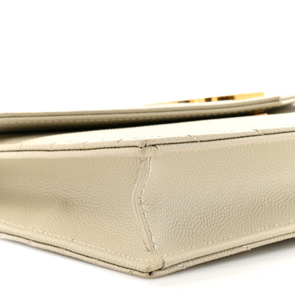 Saint Laurent Grain De Poudre Matelasse Chevron Monogram Envelope Chain Wallet Crema Soft 9 of 9