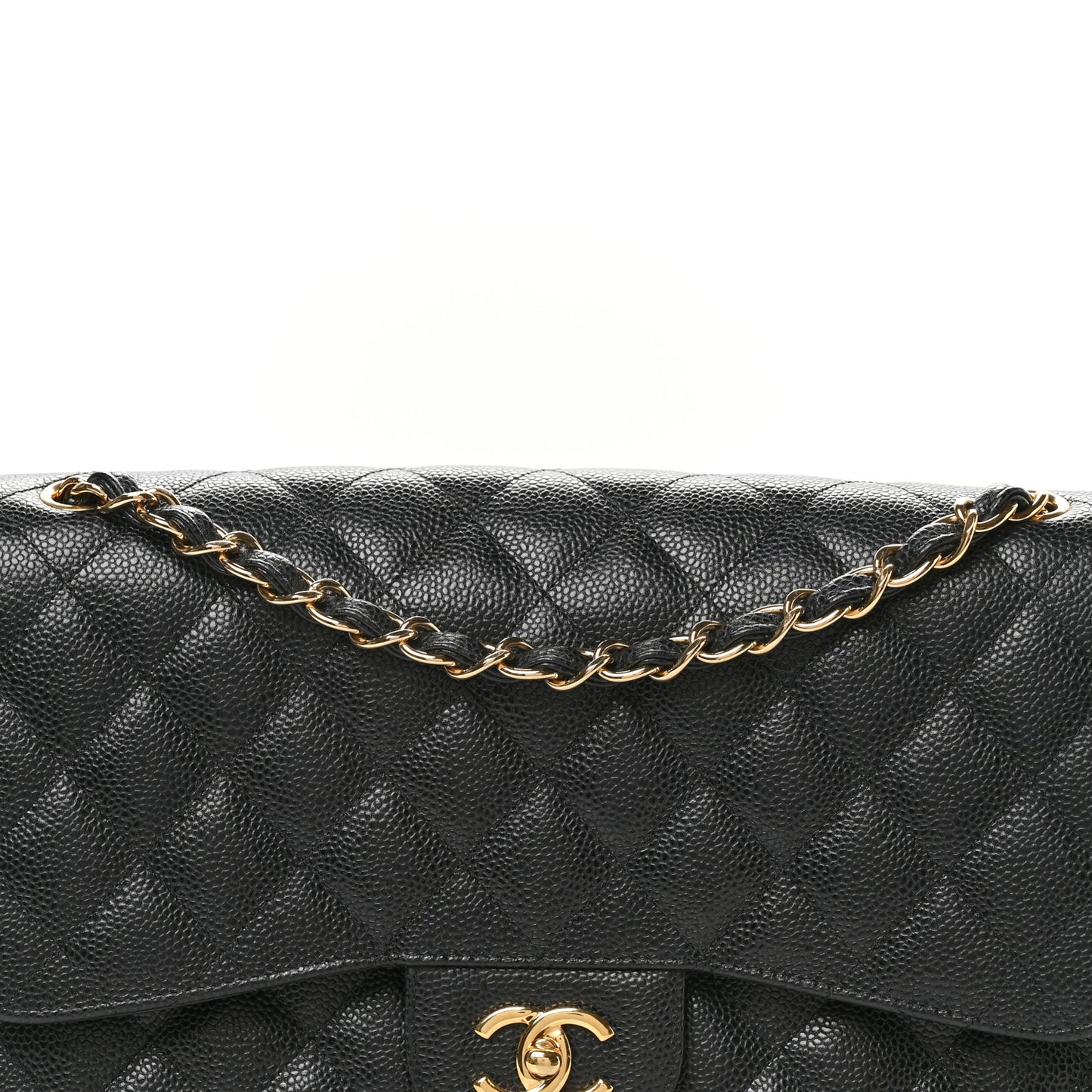Caviar Quilted Jumbo Double Flap Black