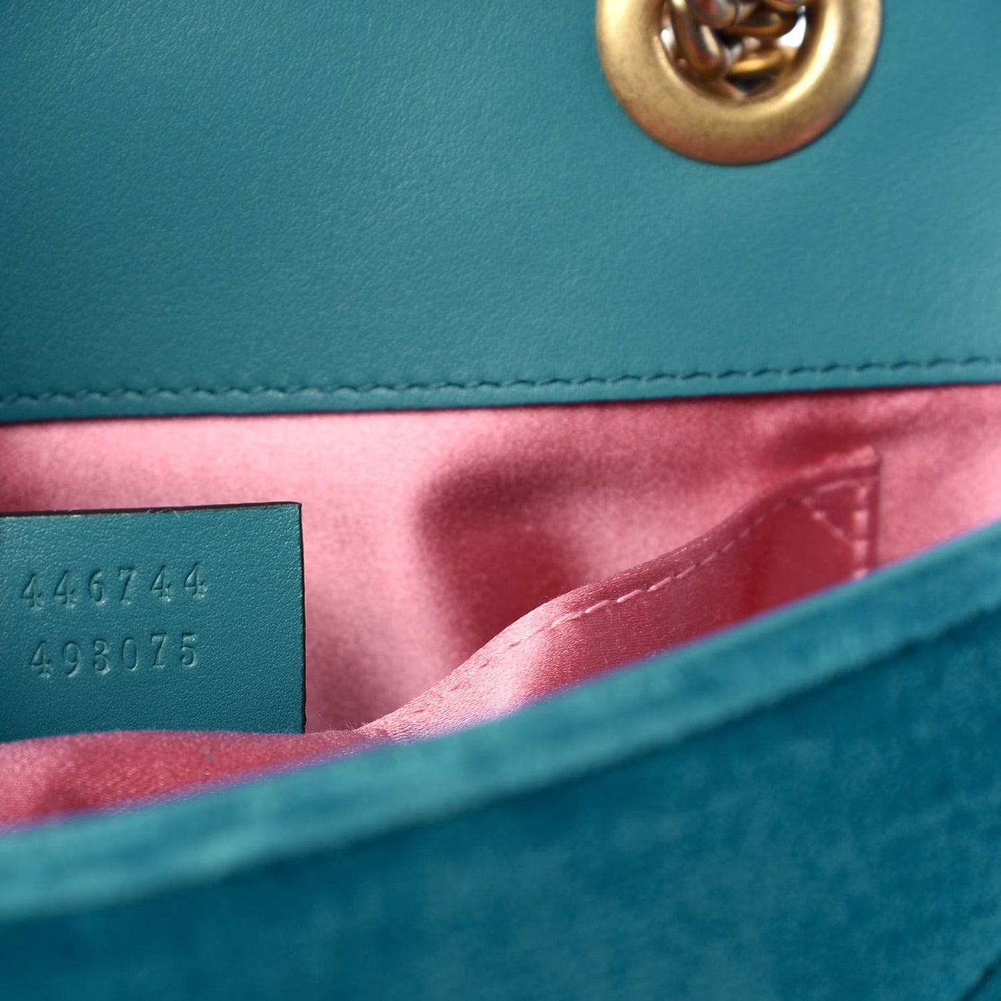 Velvet Matelasse Mini GG Marmont Shoulder Bag Pavone Cyan