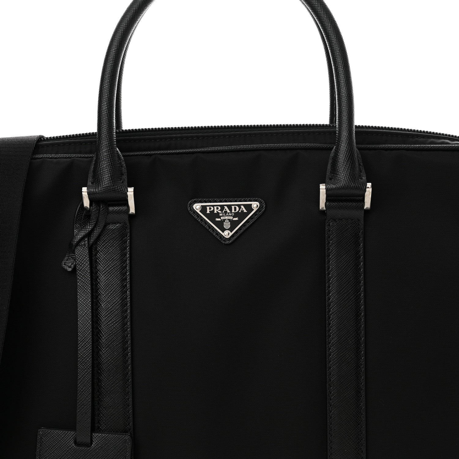 Prada Tessuto Nylon Saffiano Metal Triangle Logo Work Bag Black 7 of 10