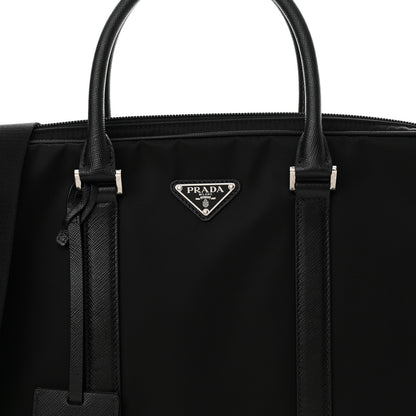Prada Tessuto Nylon Saffiano Metal Triangle Logo Work Bag Black 7 of 10