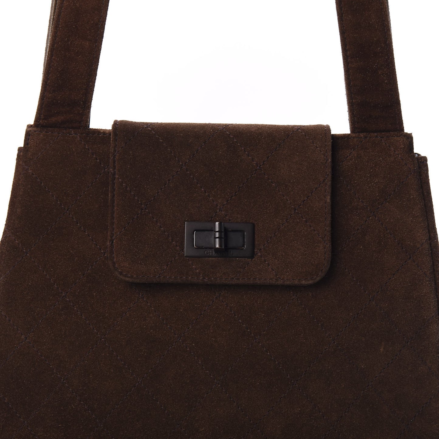 Suede Quilted Mademoiselle Shoulder Bag Brown