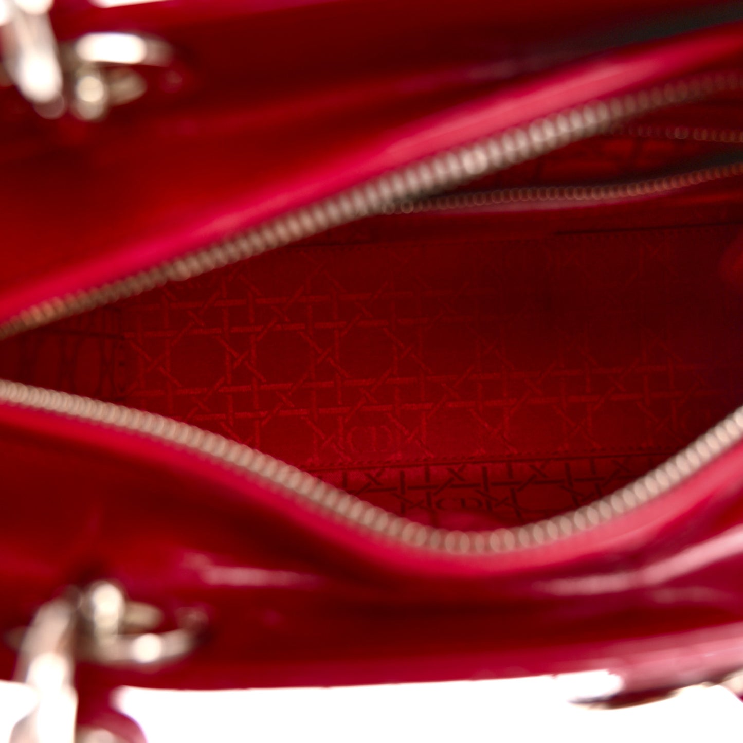 Patent Cannage Medium Lady Dior Red