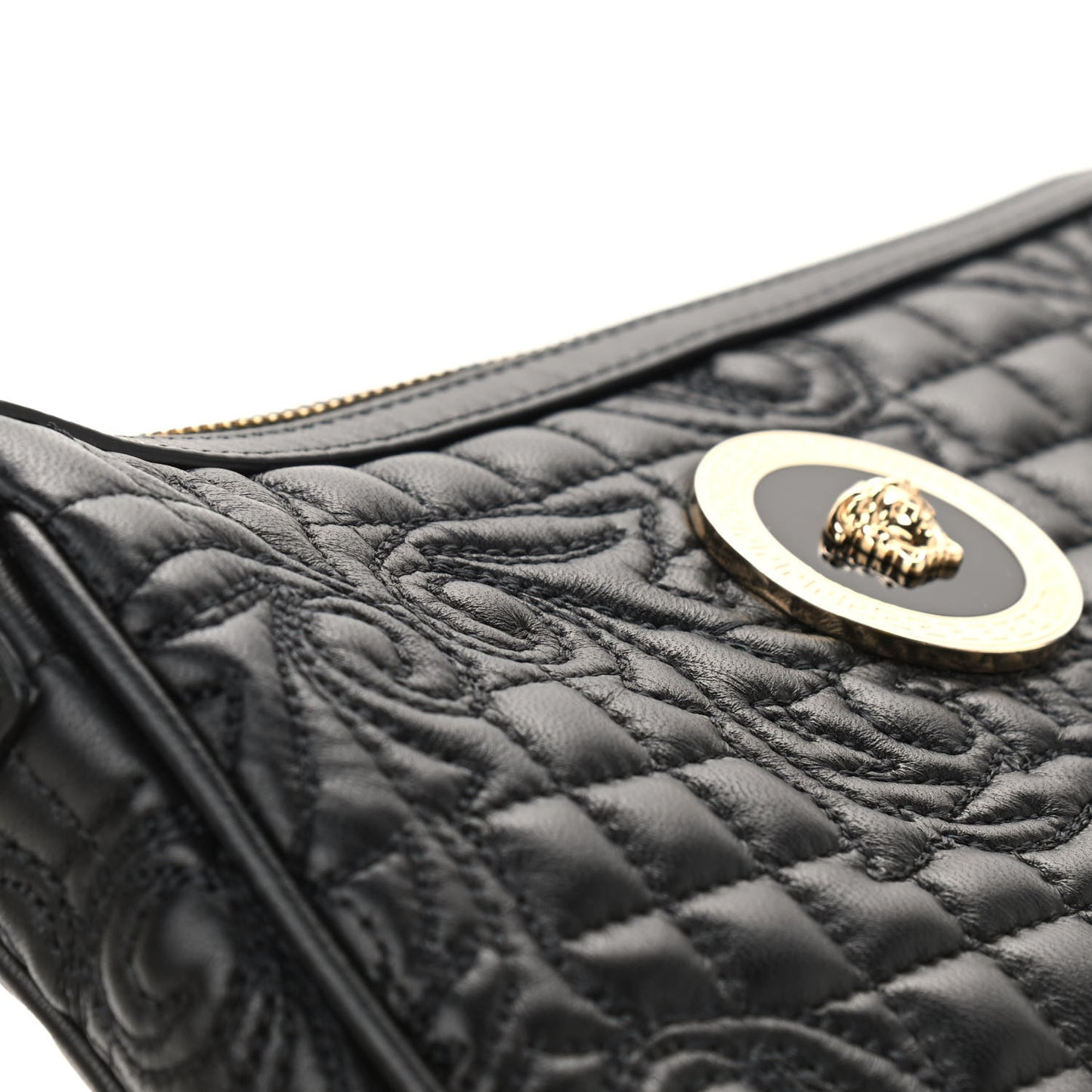 Nappa Barocco Quilted Vanitas Chain Crossbody Bag Black