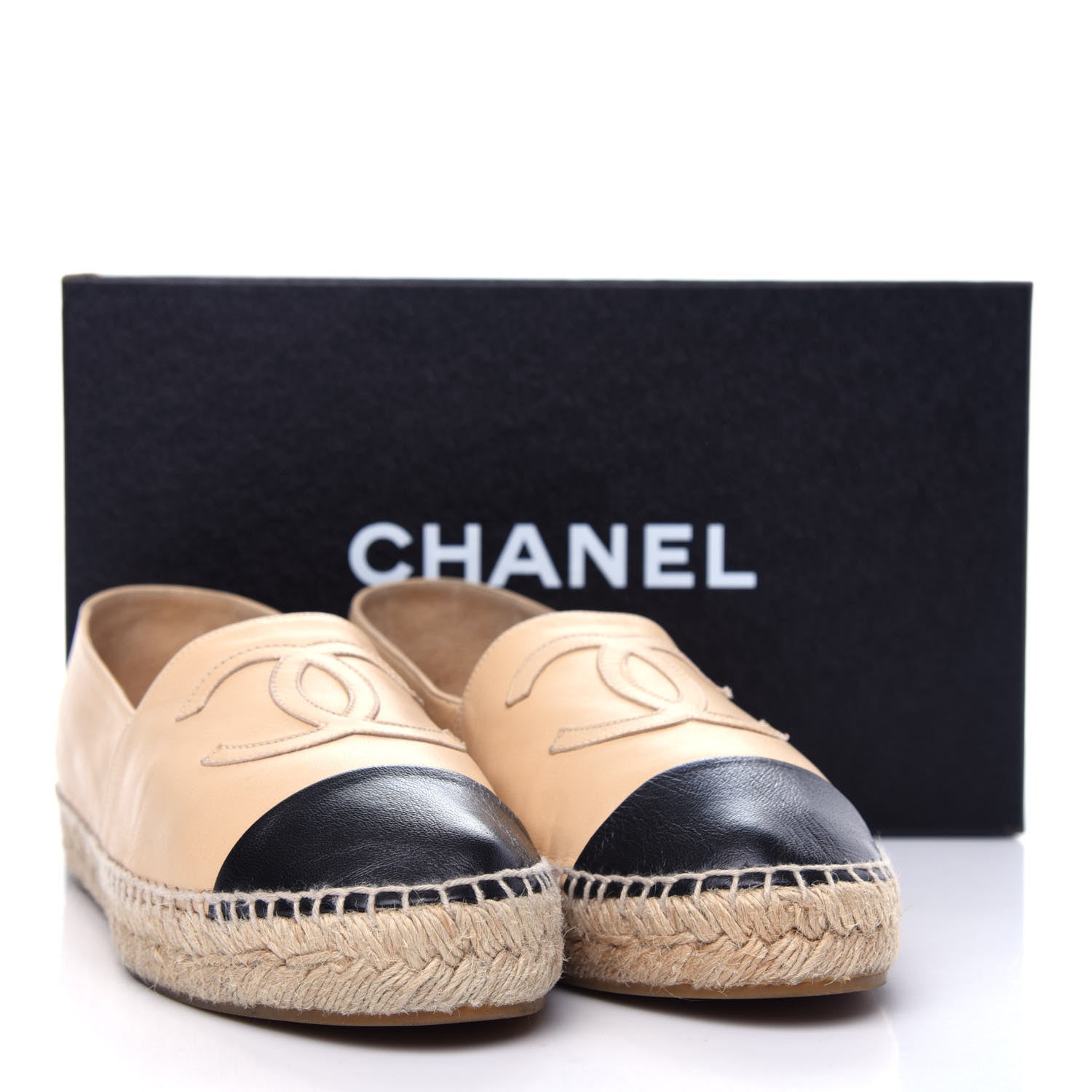 Chanel Lambskin CC Espadrilles 38 Beige Black 12 of 12