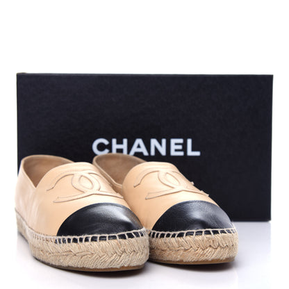 Chanel Lambskin CC Espadrilles 38 Beige Black 12 of 12