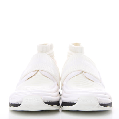 Chanel Stretch Fabric CC Sneakers 38 White 2 of 10