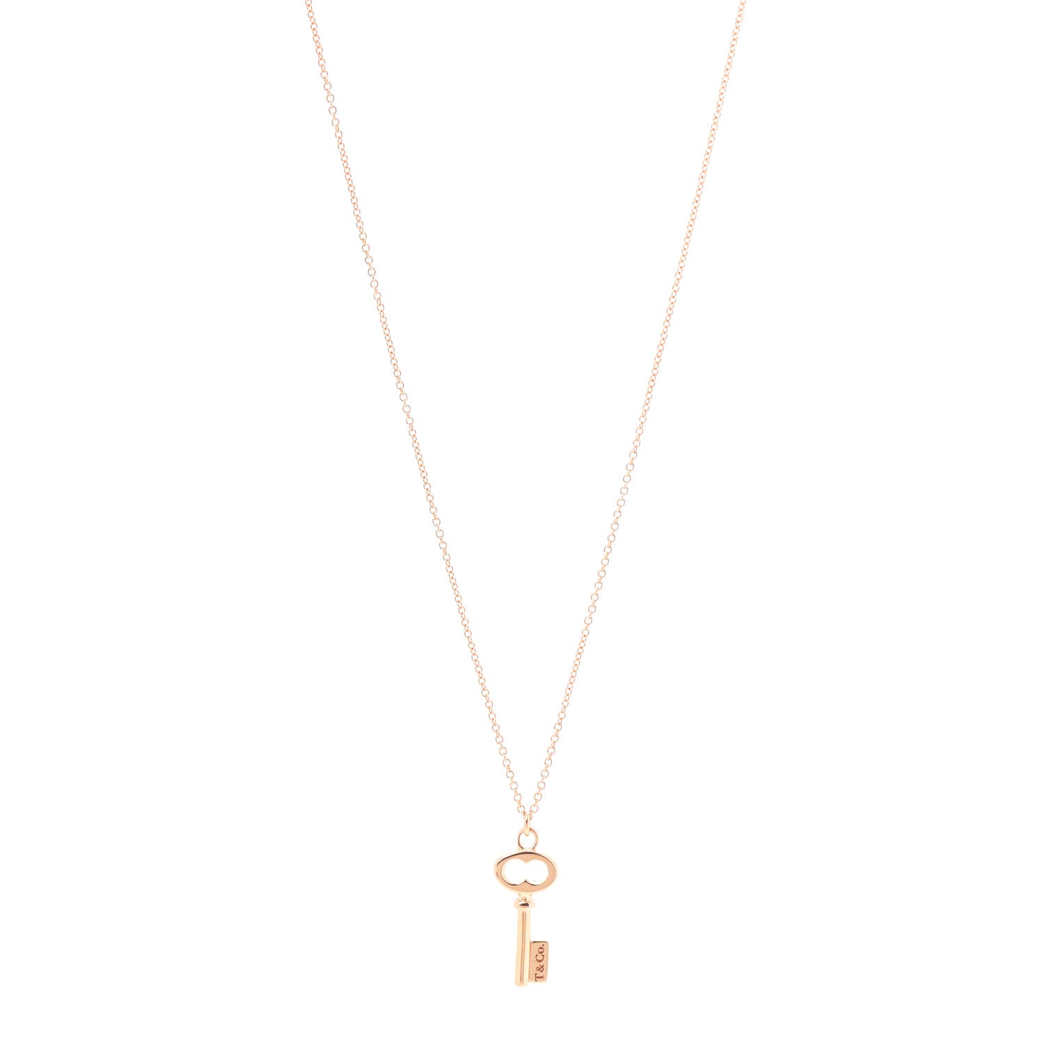 Tiffany 18K Rose Gold Mini Key Pendant Necklace 1 of 6