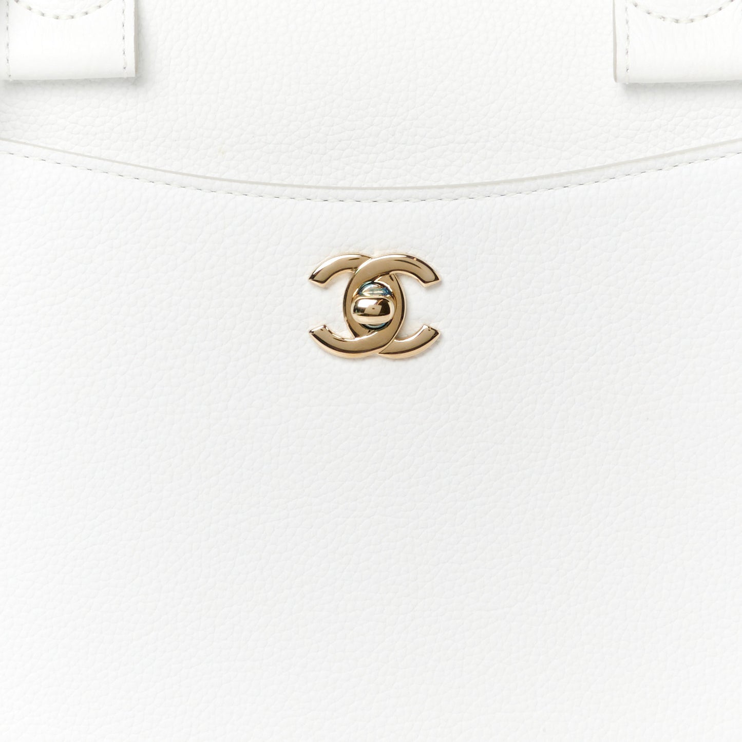 Grained Calfskin Small Neo Executive Shopper Tote White