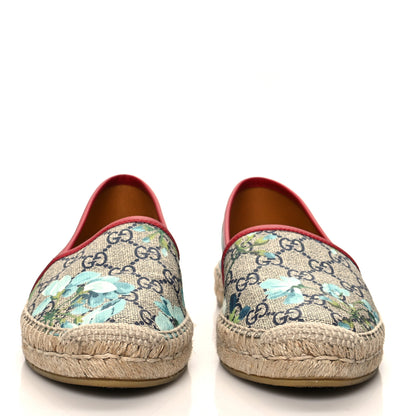 Gucci GG Supreme Monogram Blooms Espadrilles 38 Beige Blue Navy Hibiscus Red 2 of 10