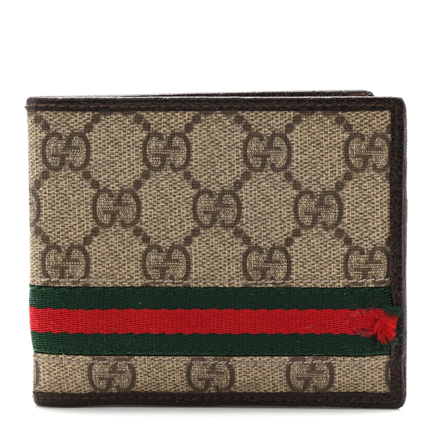 GG Plus Monogram Web Bi-Fold Wallet Dark Brown