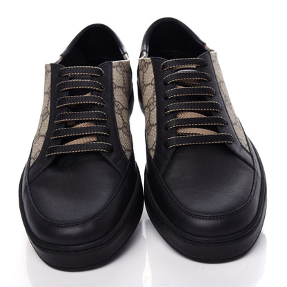 Gucci GG Supreme Monogram Mens Low Top Sneakers 9.5 Black Beige Ebony 5 of 11