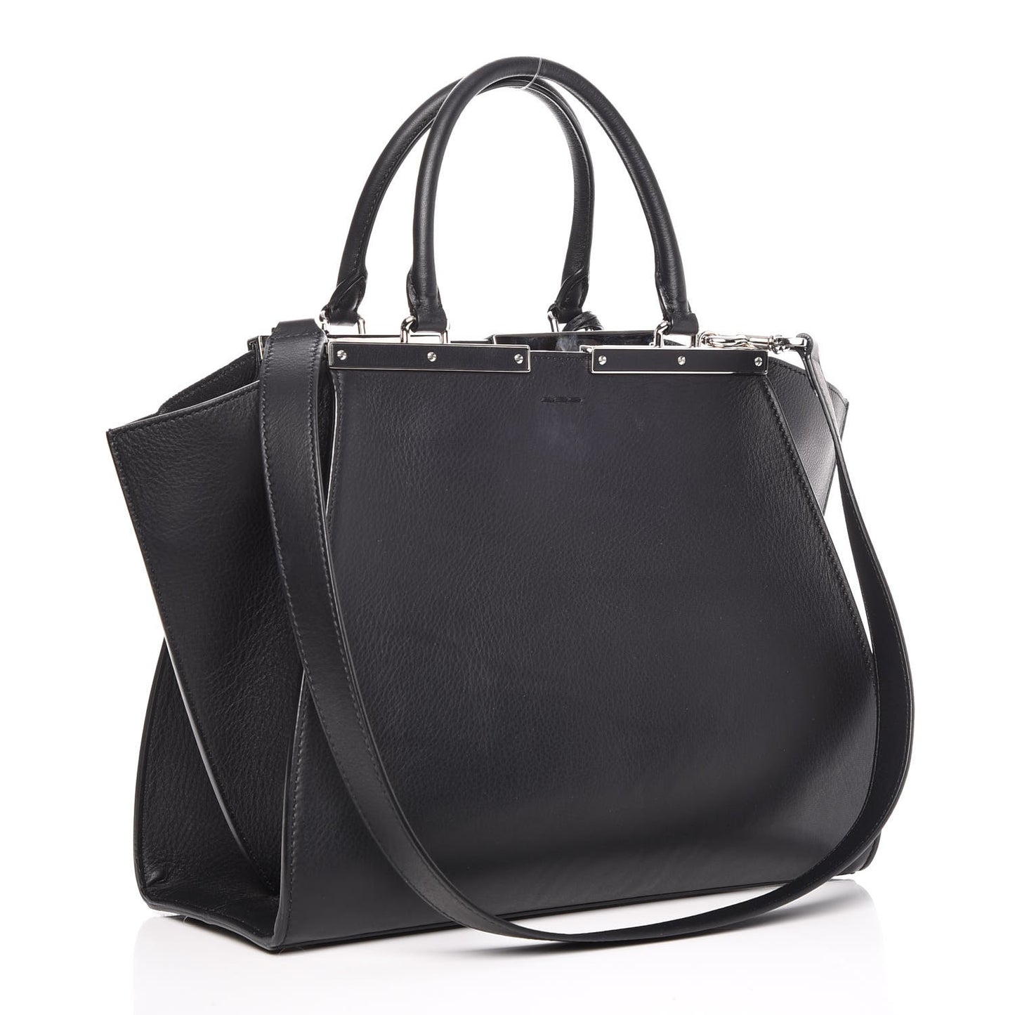 Vitello Pelo Flamingo Crocodile Embossed Petite 3Jours Tote Black