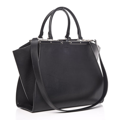 Fendi Vitello Pelo Flamingo Crocodile Embossed Petite 3Jours Tote Black 3 of 8