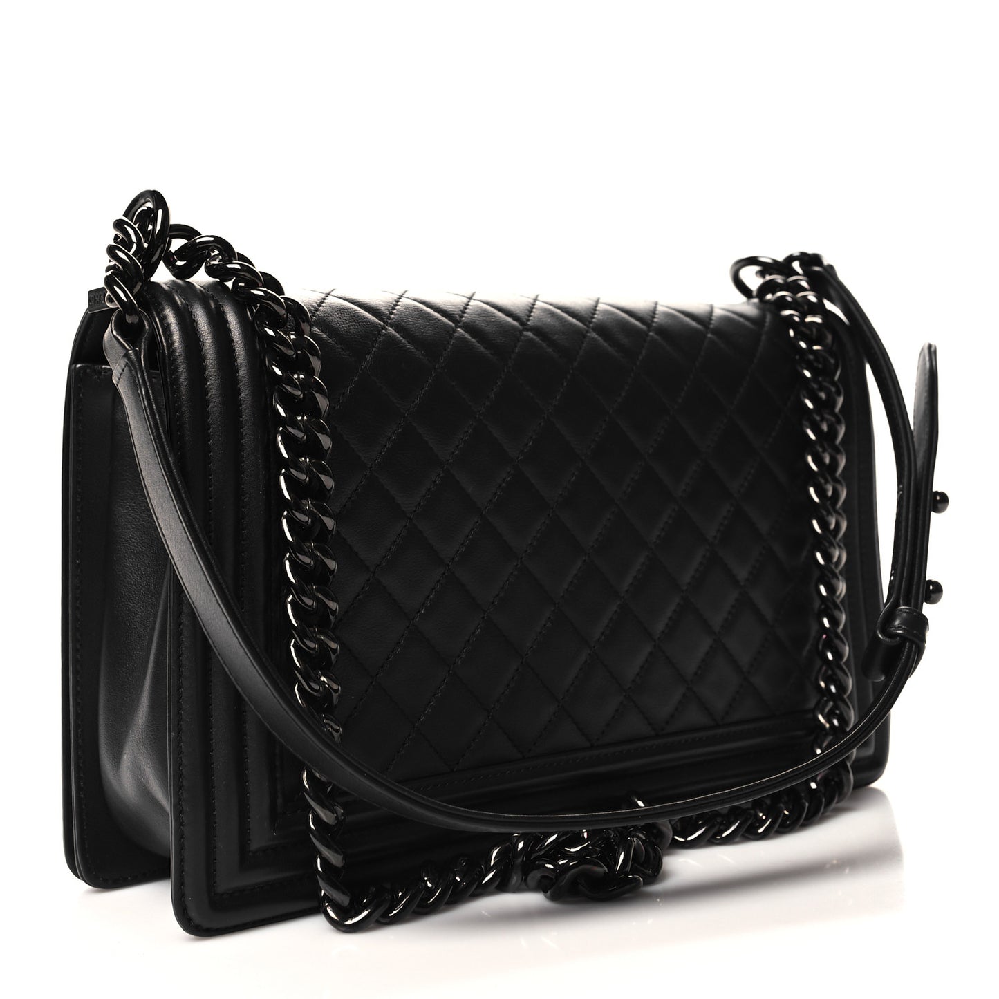 Calfskin Quilted New Medium Boy Flap So Black