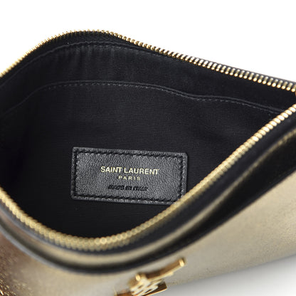 Saint Laurent Metallic Grain De Poudre Monogram Bill Pouch Gold 6 of 8