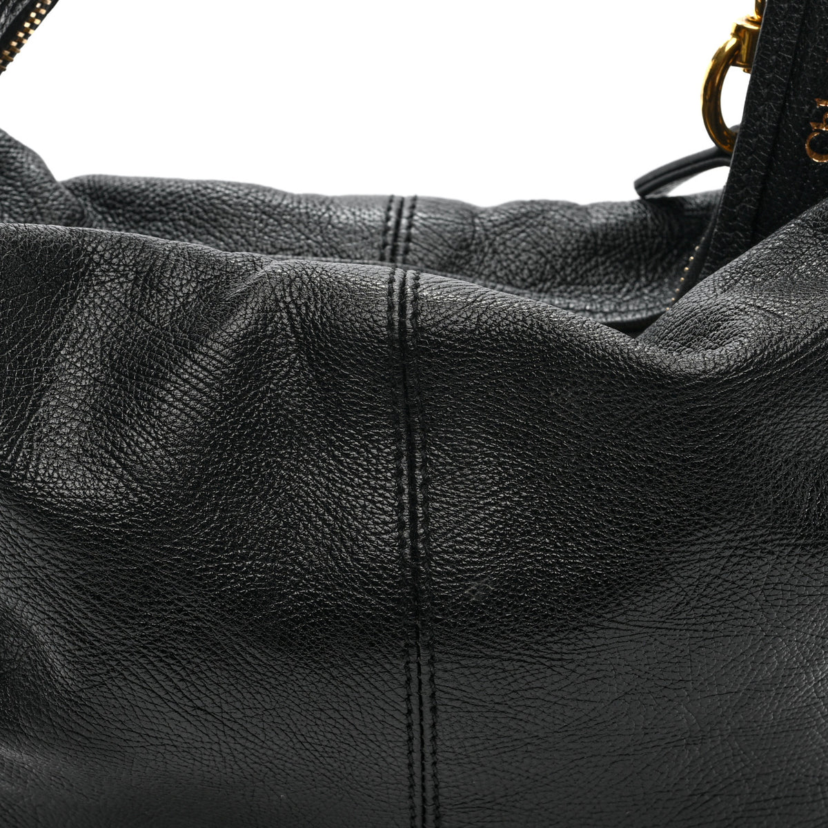 Grained Calfskin Mini Bracelet Hobo Bag Black