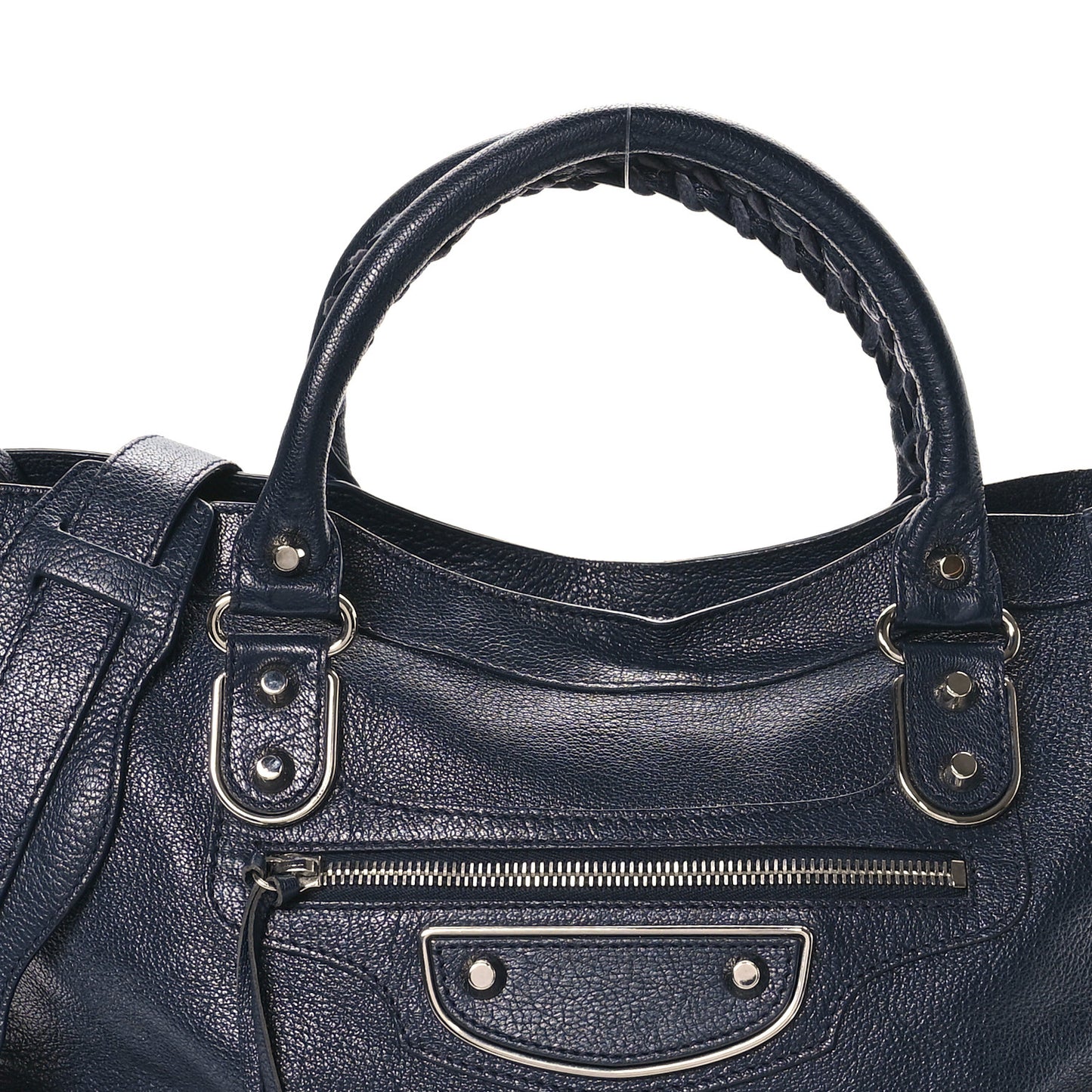 Chevre Silver Metallic Edge Hardware S City Bleu Nuit Dark Sea