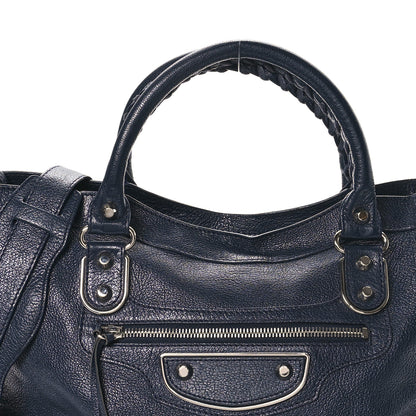 Balenciaga Chevre Silver Metallic Edge Hardware S City Bleu Nuit Dark Sea 9 of 14